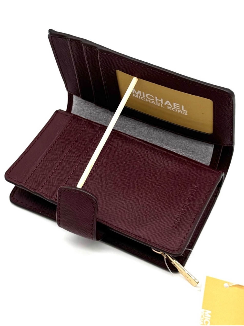 Michael Kors Medium Bifold Zip Chain Wallet Ox Blood - Picture 5 of 6